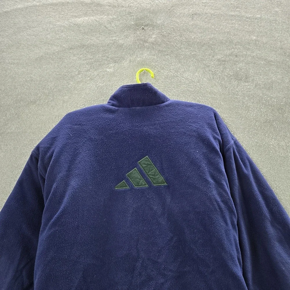 VINTAGE Adidas Men Jacket XL Blue Reversible Colorblock Zipper Parka READ